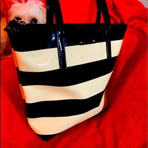 Kate Spade Patent Leather B & W Striped Bag SOLD